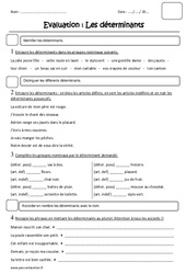 Déterminants - Examen Evaluation : 3eme Primaire - PDF à imprimer