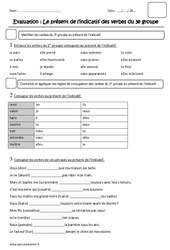 Présent des verbes du  groupe - Examen Evaluation : 3eme Primaire - PDF à imprimer
