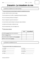 Complément du nom - Examen Evaluation : 3eme Primaire - PDF à imprimer