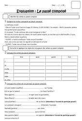 Passé composé - Examen Evaluation : 3eme Primaire - PDF à imprimer