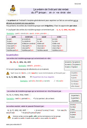 Présent des verbes du 3 ème groupe en - ir, - re, - oir , - dre - Cours, Leçon : 5eme Primaire - PDF gratuit à imprimer
