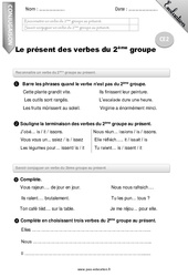 Présent des verbes du 2ème groupe - Examen Evaluation - Bilan : 3eme Primaire - PDF à imprimer