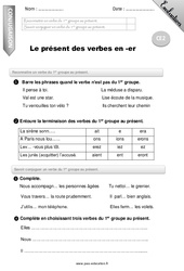 Présent des verbes en - er - Examen Evaluation - Bilan : 3eme Primaire - PDF à imprimer