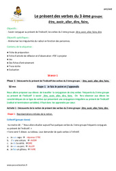Présent des verbes du 3 ème groupe - Fiche de préparation : 4eme Primaire - PDF à imprimer