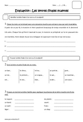 Lettres finales muettes - Examen Evaluation : 3eme Primaire - PDF à imprimer