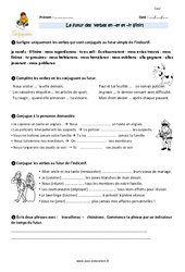 Futur des verbes en - er et - ir (finir) - Exercices  : 5eme Primaire - PDF à imprimer