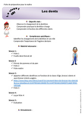 Séquence - Fiche de préparation Les dents - Séquence - Fiche de préparation : 2eme Primaire - PDF à imprimer