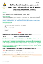 Futur des verbes du 3 ème groupe - ir - oir - re - dre - Fiche de préparation : 4eme Primaire - PDF à imprimer
