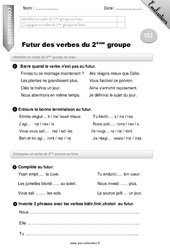 Futur des verbes du 2ème groupe - Examen Evaluation - Bilan : 3eme Primaire - PDF à imprimer