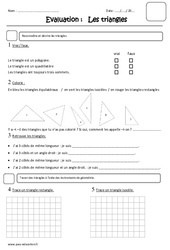 Triangles - Examen Evaluation : 3eme Primaire
