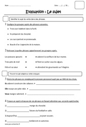 Sujet du verbe - Examen Evaluation : 2eme Primaire - PDF à imprimer
