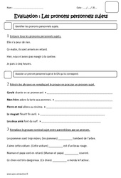 Pronoms personnels sujet - Examen Evaluation : 2eme Primaire - PDF à imprimer