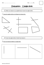 Angle droit - Examen Evaluation : 2eme Primaire - PDF à imprimer