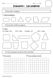 Polygones - Examen Evaluation : 2eme Primaire - PDF à imprimer