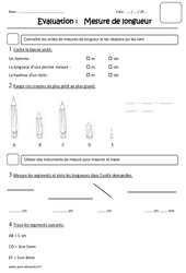 Comparer et mesurer des longueurs - Examen Evaluation : 2eme Primaire - PDF à imprimer