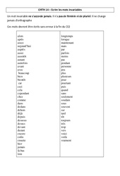 Ecrire les mots invariables - Cours, Leçon : 3eme Primaire - PDF gratuit à imprimer