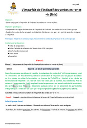 Imparfait de l’indicatif des verbes en - er et - ir - Fiche de préparation : 4eme Primaire - PDF à imprimer