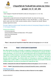 Imparfait de l'indicatif des verbes du 3 ème groupe en - re - ir - oir - dre - Séquence - Fiche de préparation : 4eme Primaire - PDF à imprimer