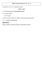 Cours de français - orthographe   - Fiches Ecrire les mots en in - im - ir - il : 4eme Primaire - PDF à imprimer