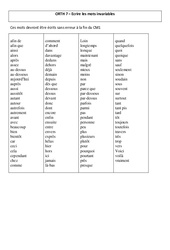 Ecrire les mots invariables - Cours, Leçon - Orthographe : 4eme Primaire - PDF gratuit à imprimer