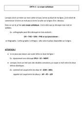 Coupe syllabique - Cours, Leçon - Orthographe : 5eme Primaire - PDF gratuit à imprimer