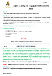 Passé composé conjugué avec l’auxiliaire avoir - Séquence - Fiche de préparation : 4eme Primaire - PDF à imprimer