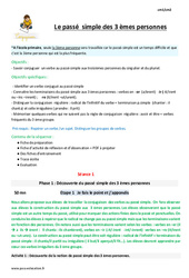 Passé simple des 3 èmes personnes - Séquence - Fiche de préparation : 4eme Primaire - PDF à imprimer