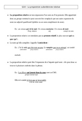 Proposition subordonnée relative - Cours, Leçon - Grammaire : 4eme Primaire - PDF gratuit à imprimer