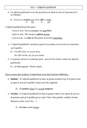 Adjectif qualificatif - Cours, Leçon - Grammaire : 5eme Primaire - PDF gratuit à imprimer