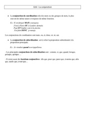 Conjonction - Cours, Leçon - Grammaire : 5eme Primaire