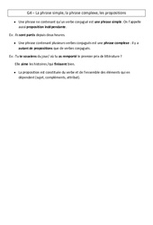 Phrase simple - Phrase complexe - Propositions - Cours, Leçon - Grammaire : 5eme Primaire - PDF gratuit à imprimer