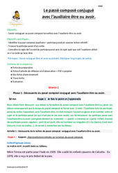Passé composé conjugué avec l’auxiliaire être ou avoir - Séquence - Fiche de préparation : 5eme Primaire - PDF à imprimer