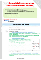 Séquence - Fiche de préparation Multiplication à deux chiffres (nombres entiers) - Séquence - Fiche de préparation : 4eme Primaire - PDF à imprimer