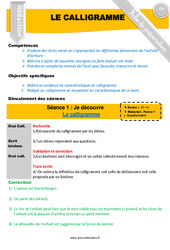 Séquence - Fiche de préparation Calligramme - Rédaction - Textes poétiques - Séquence - Fiche de préparation : 4eme, 5eme Primaire - PDF à imprimer