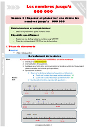 Repérer et placer sur une droite les nombres jusqu’à 999 999 - Séance 4 - Séquence - Fiche de préparation : 4eme Primaire - PDF à imprimer