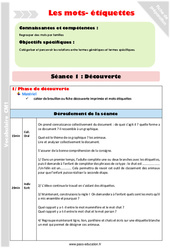 Mots - étiquettes - Séquence - Fiche de préparation : 4eme Primaire - PDF à imprimer