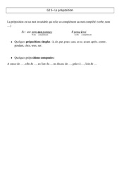 Préposition - Cours, Leçon - Grammaire : 5eme Primaire