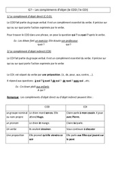 Compléments d’objet - Cours, Leçon - Grammaire : 5eme Primaire - PDF gratuit à imprimer