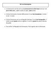 Homonymes - Cours, Leçon - Vocabulaire : 4eme Primaire - PDF à imprimer