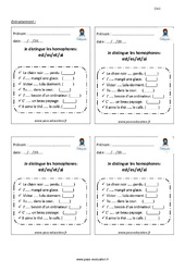 Comment distinguer les homophones est - es - et - ai - Exercices  : 4eme Primaire - PDF à imprimer