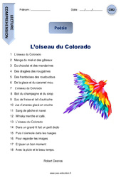 L’oiseau du Colorado - Lecture compréhension - Poésie : 5eme Primaire - PDF à imprimer