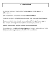 Dictionnaire - Cours, Leçon - Vocabulaire : 5eme Primaire - PDF gratuit à imprimer