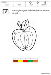 Coloriage magique sur le thème « la semaine du goût » : 2eme Maternelle - Cycle Fondamental - PDF à imprimer
