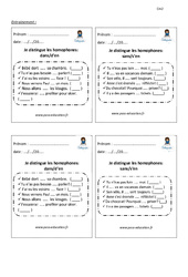 Comment distinguer les homophones dans - d’en - sans - s’en - Entrainement - Examen Evaluation - Bilan avec correction : 5eme Primaire - PDF à imprimer