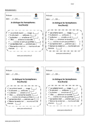 Comment distinguer les homophones- Fiches leur - leur(s) - Entrainement - Examen Evaluation - Bilan avec correction : 5eme Primaire - PDF à imprimer