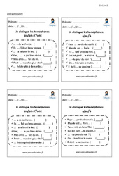 Comment distinguer les homophones- Fiches on - ont - n’ont / a - as - à - Entrainement - Examen Evaluation - Bilan avec correction : 4eme, 5eme Primaire - PDF à imprimer