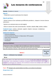 Séquence - Fiche de préparation Mesures de contenances - Séquence - Fiche de préparation : 5eme Primaire - PDF à imprimer