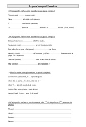 Passé composé - Exercices de conjugaison : 3eme Primaire - PDF à imprimer