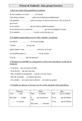 Présent de l'indicatif -  groupe - Exercices  : 3eme Primaire - PDF à imprimer