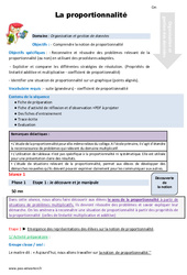 La proportionnalité - Fiche de préparation : 4eme Primaire - PDF à imprimer